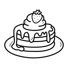 Food and Dessert Doodle Icons with Drinks, Snacks, and Sweets Illustration.

