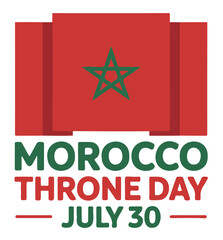 Morocco Throne Day with Stylized Flag Banner National Holiday Vector
