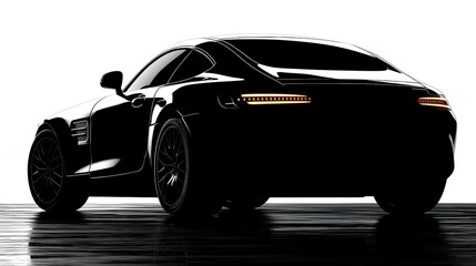 Minimal Car Silhouette Crisp Detail for Electric Vehicle Green Campaign