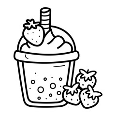 Food and Dessert Doodle Icons with Drinks, Snacks, and Sweets Illustration.

