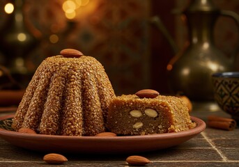 Sellou a traditional moroccan dessert with almonds and sesame seeds for ramadan