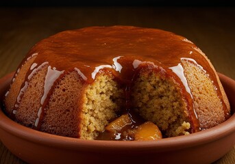 South african malva pudding a traditional sweet sponge cake dessert with apricot jam