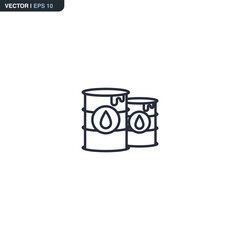 Oil barrels, linear style sign for mobile concept and web design