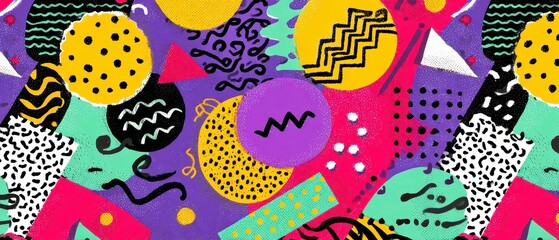 90s Retro Geometric Abstract Background