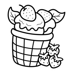 Food and Dessert Doodle Icons with Drinks, Snacks, and Sweets Illustration.

