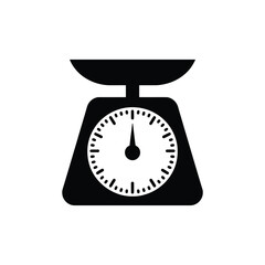 Simple black silhouette of a kitchen scale with a dial