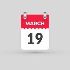MARCH 19 calendar Date Month icon