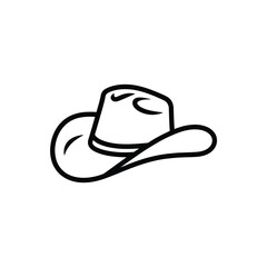 Simple hand drawn black and white outline of a cowboy hat