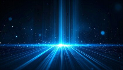 Ethereal video overlay showing blue and teal light streaks with floating dust motes and soft haze. Ideal for dreamy or ambient cinematic edits