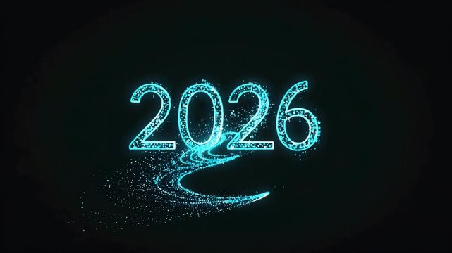 Glowing 2026 New Year Design with Particle Effects