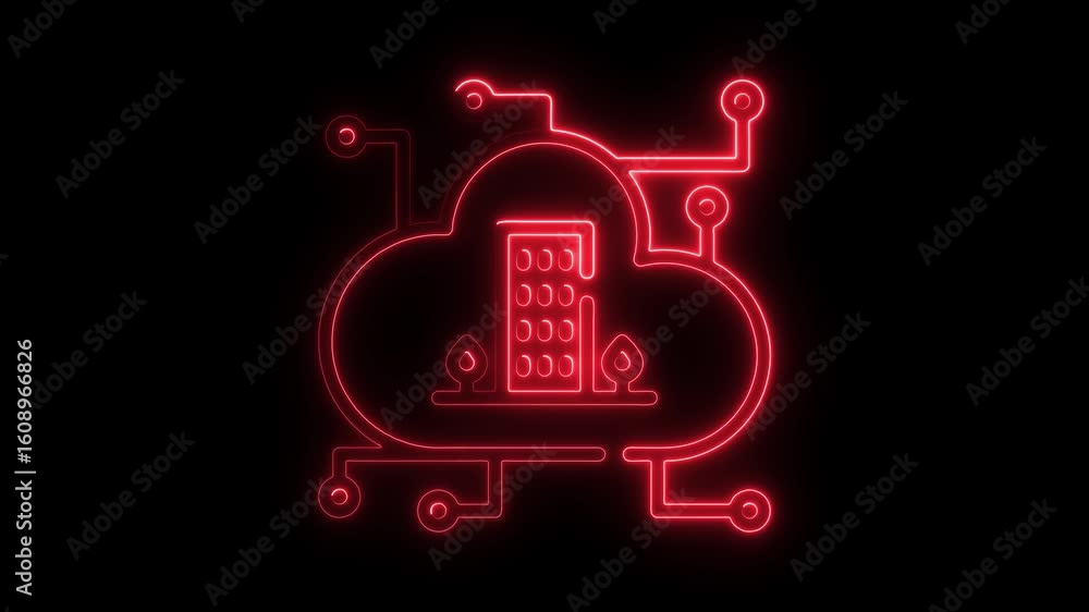 Aufkleber red neon cloud computing icon animation data center server technology concept digital network