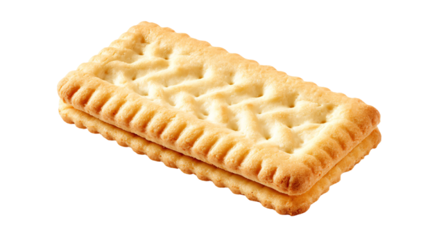 Isolated cream cracker biscuit on white background


