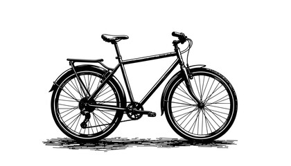 Fototapeta premium Bicycle sketch in black and white style on a minimalist background 