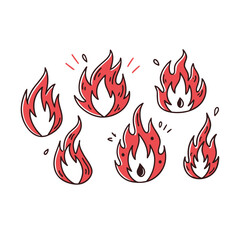 Set of fire flame icons vector illustration design symbols and burning elements