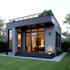 modern house with garden