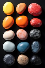 The stones vary in color  with different textures and natural patterns