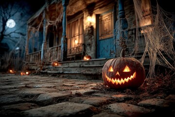Halloween Jack-o-lantern House Night