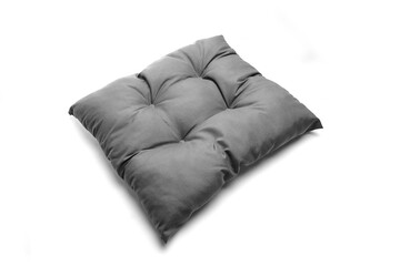 Soft gray cushion with tufted design, showcasing plush texture and comfort, ideal for home decor,...