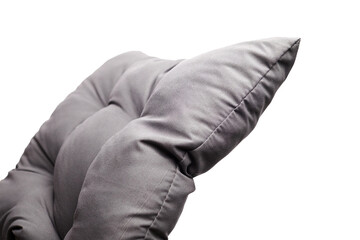 Soft gray cushion with plush texture, featuring a unique design and elegant shape, ideal for home...