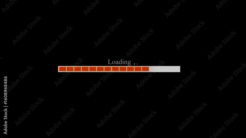 Poster red loading progress bar displayed against black background illustrating internet download