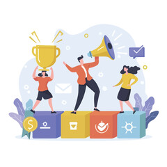 2d vector illustration colorful  business , TRAINING and study work hard successes 
