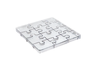 Transparent acrylic jigsaw puzzle blank template. Isolated On Transparent Background