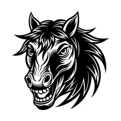 Fototapeta premium Wild animal horse head vector illustration design for tattoo or symbol