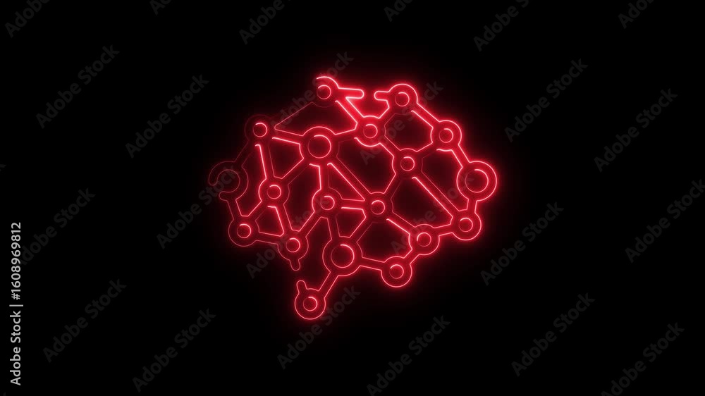 Poster glowing red brain network abstract concept futuristic a i technology neural connections digital
