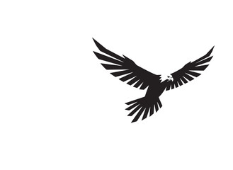 Obraz premium Flying eagle vector silhouette illustration with spread wings, a symbol of freedom