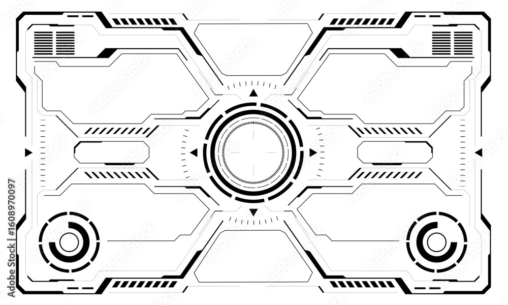 Aufkleber hud sci-fi interface screen view black circular geometric design virtual futuristic technology creat