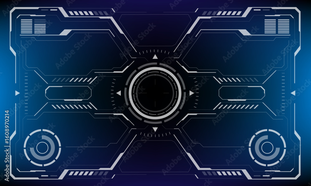 Poster hud sci-fi interface screen view white circular geometric design virtual futuristic technology creat