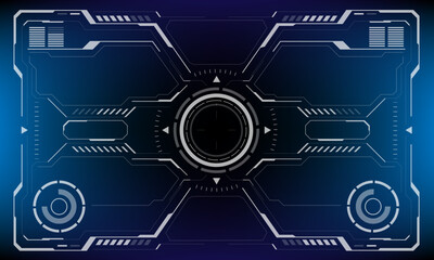 HUD sci-fi interface screen view white circular geometric design virtual futuristic technology creative display on blue vector © patthana