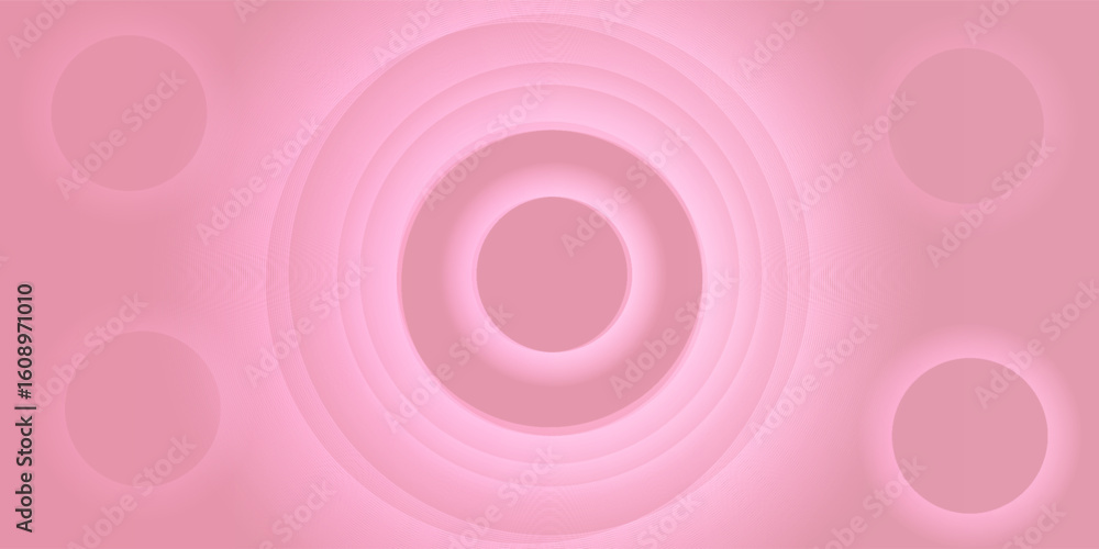 Poster pink abstract background with soft concentric circles and radial gradient effect, minimalistic desig