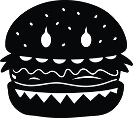 Scary Halloween Burger with Fangs silhouette