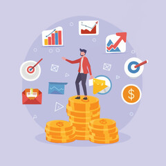 2d vector illustration colorful  business , TRAINING and study work hard successes 

