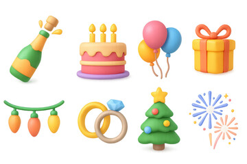 3d birthday celebrations: cake, gifts, balloons, and festive decorations