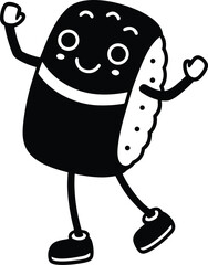 Dancing Sushi Nigiri Character Vector silhouette