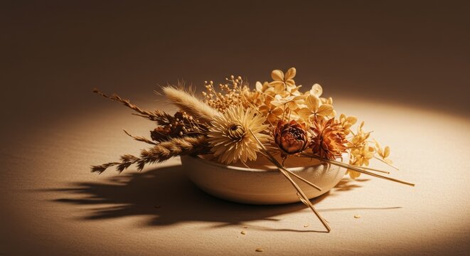 Dark Background Displaying a Pile of Dried Daisy Flowers