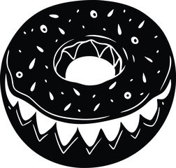 Donut with Frosting Cartoon Vector silhouette