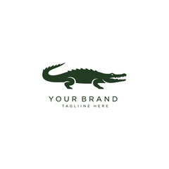 Obraz premium Crocodile logo vector illustration. Alligator brand identity silhouette