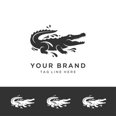 Crocodile logo vector illustration. Alligator brand identity silhouette