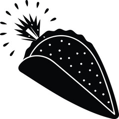 Exploding Taco with Toppings Vector silhouette