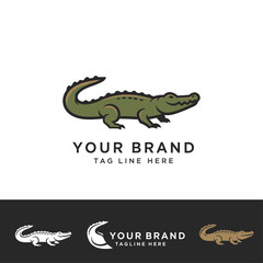 Fototapeta premium Crocodile logo vector illustration. Alligator brand identity silhouette