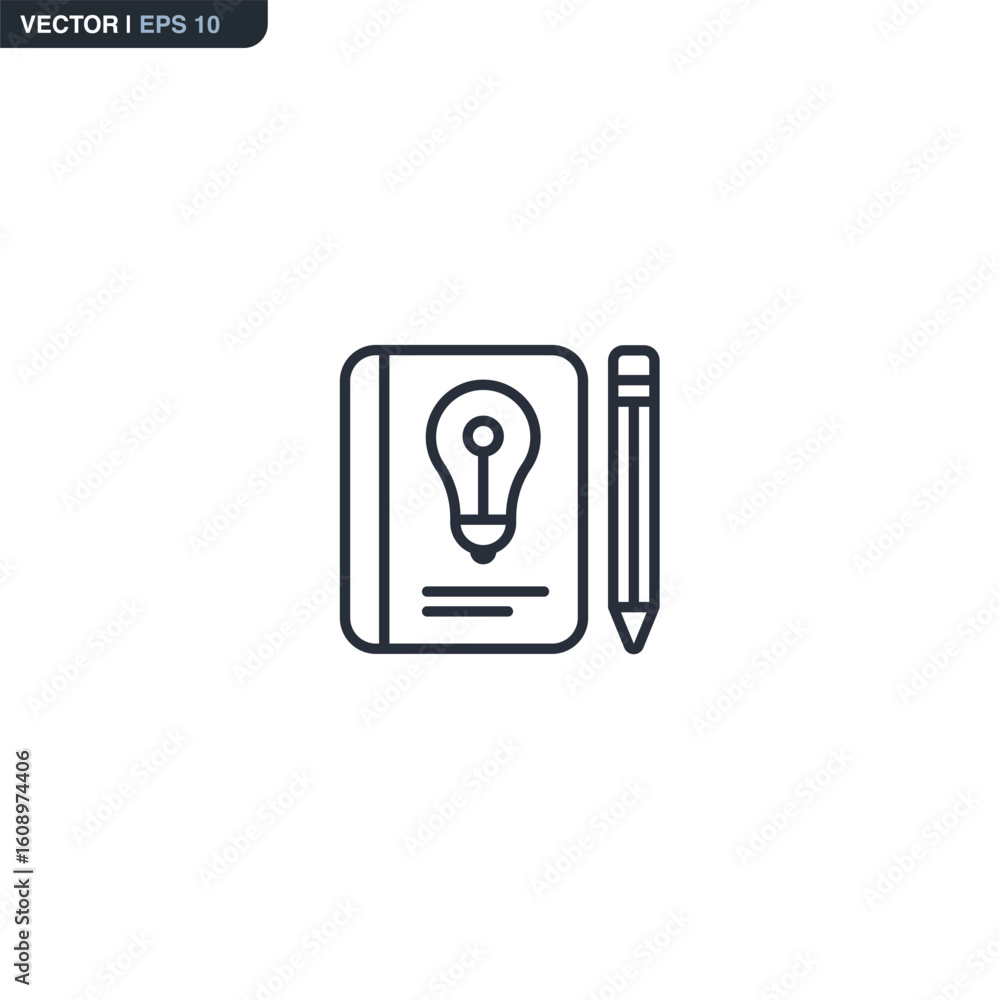 Poster sketchbook, linear style sign for mobile concept and web design