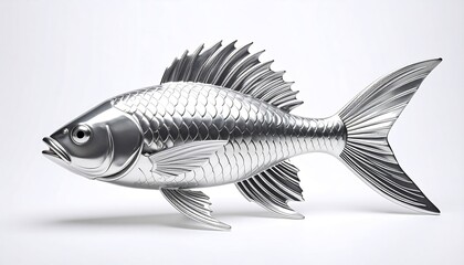 Obraz premium Metallic fish sculpture, detailed scales, fins