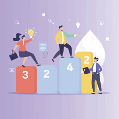 2d vector illustration colorful  business , TRAINING and study work hard successes 
