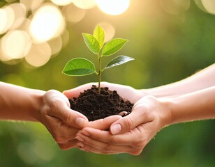 Hands Holding Green Seedling with Soil – Growth and Sustainability Concept