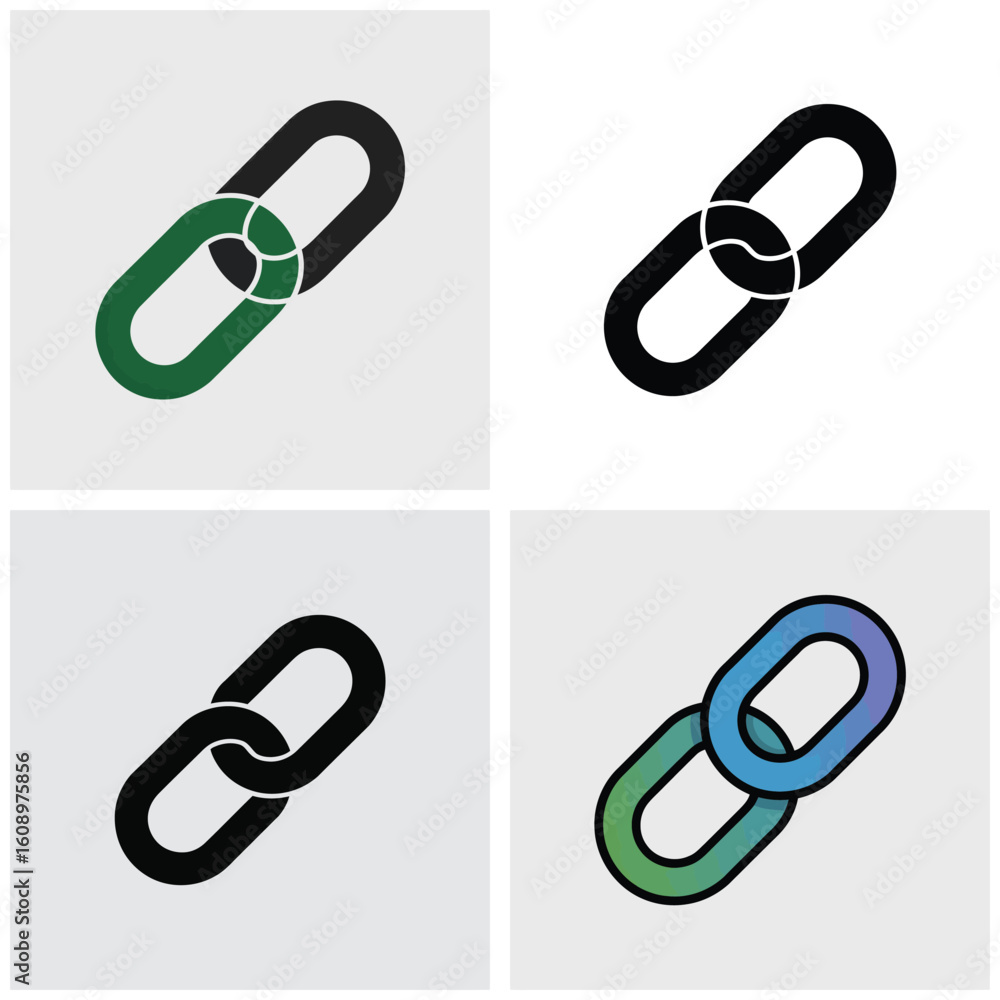 Poster four link chain icons green black blue gradient variations web design elements image