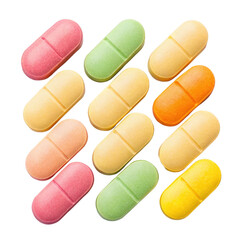 multi vitamin tablets on transparent background
