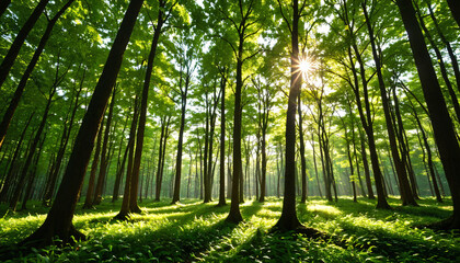 Fototapeta premium Une forêt luxuriante sous le soleil